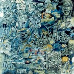 Desintegratif, collage, stylo à bille, aquarelle sur papier,140 cmx140cm,1999